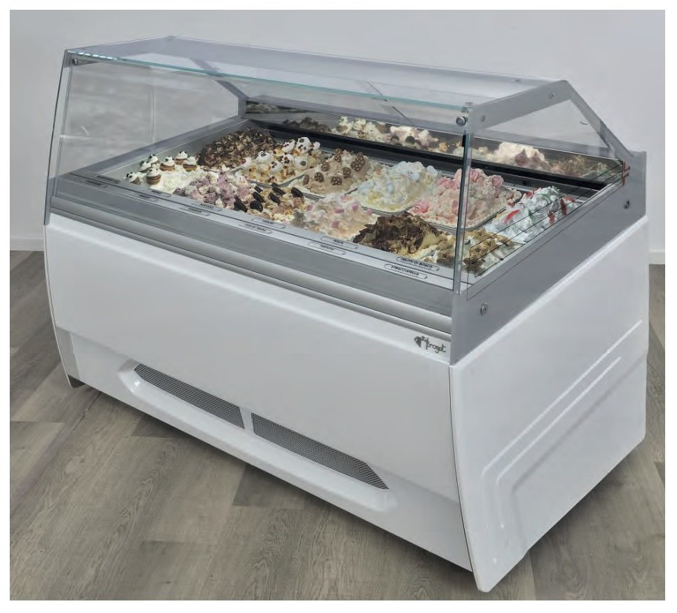 Vitrina Expositora Refrigerada Profesional para Heladerías Panelada o Base con Cristal Recto Línea POP DIFRIHO