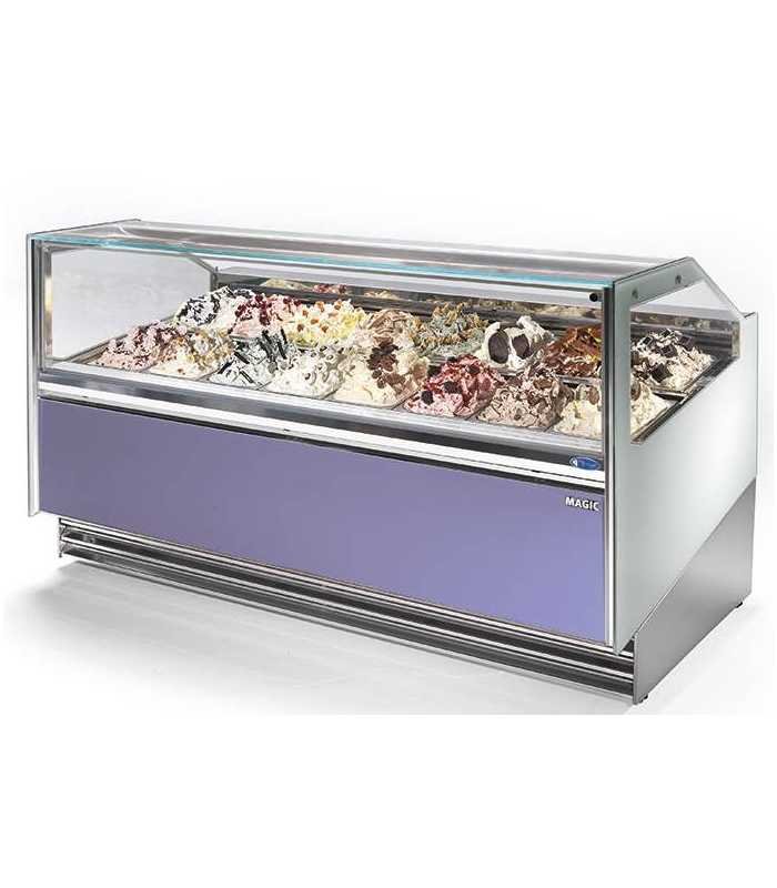 Vitrina Expositora Refrigerada para Heladerías Panelada o Base con Compresor Hermético o Semi-hermético MAGIC 2V-H/SH DIFRIHO