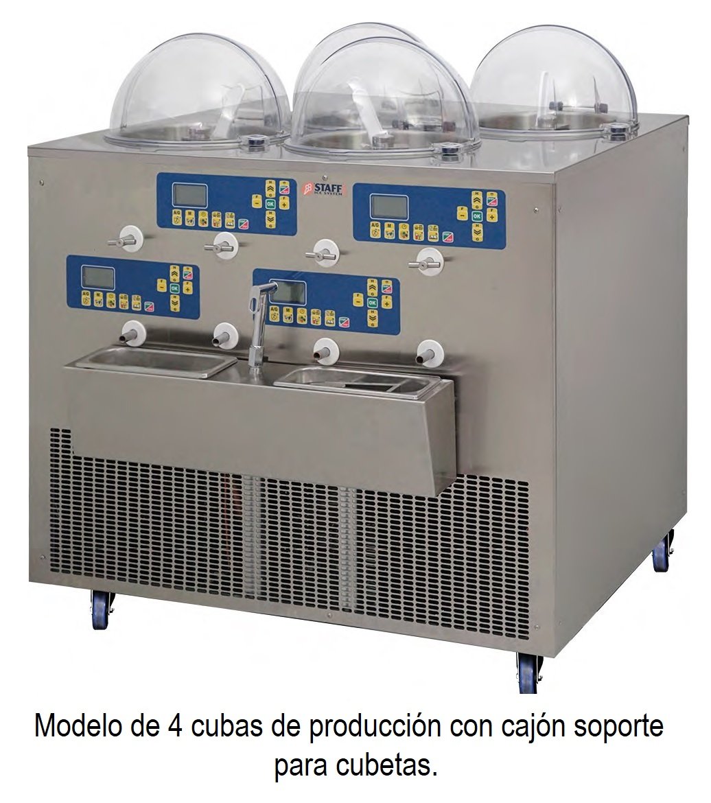 Mantecadoras Expositoras de Helado con Refrigeración por Aire o Agua GLS de 2 o 4 cubas GLS MESFRED
