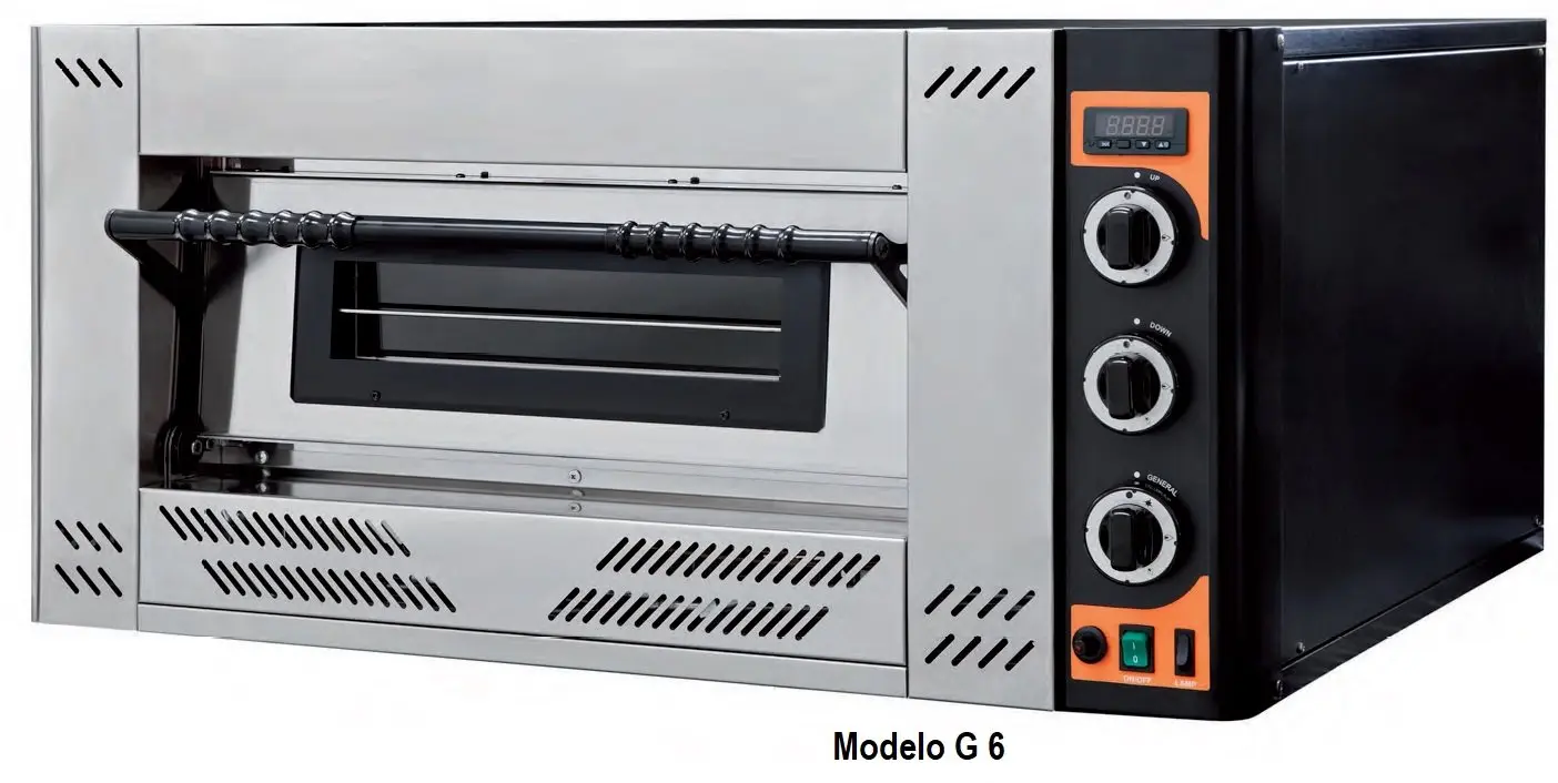 Hornos de pizzas a Gas con Puerta de Cristal y Doble quemador G4/9XL MESFRED