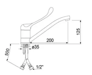 Grifo Monomando Sobremesa de Palanca Larga y Caño Bajo 548034