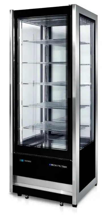 Armario Refrigerado Pastelerías 4 caras Cristal Bitemperatura Estantes rotativos 500 litros CRISTAL TOWER RV 725 TB/TN EUROFRED