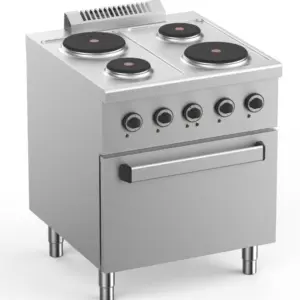Cocina Eléctrica 4 Placas con Horno Eléctrico Estático GN2/1 Fondo 700 ELPR77FE START LINE