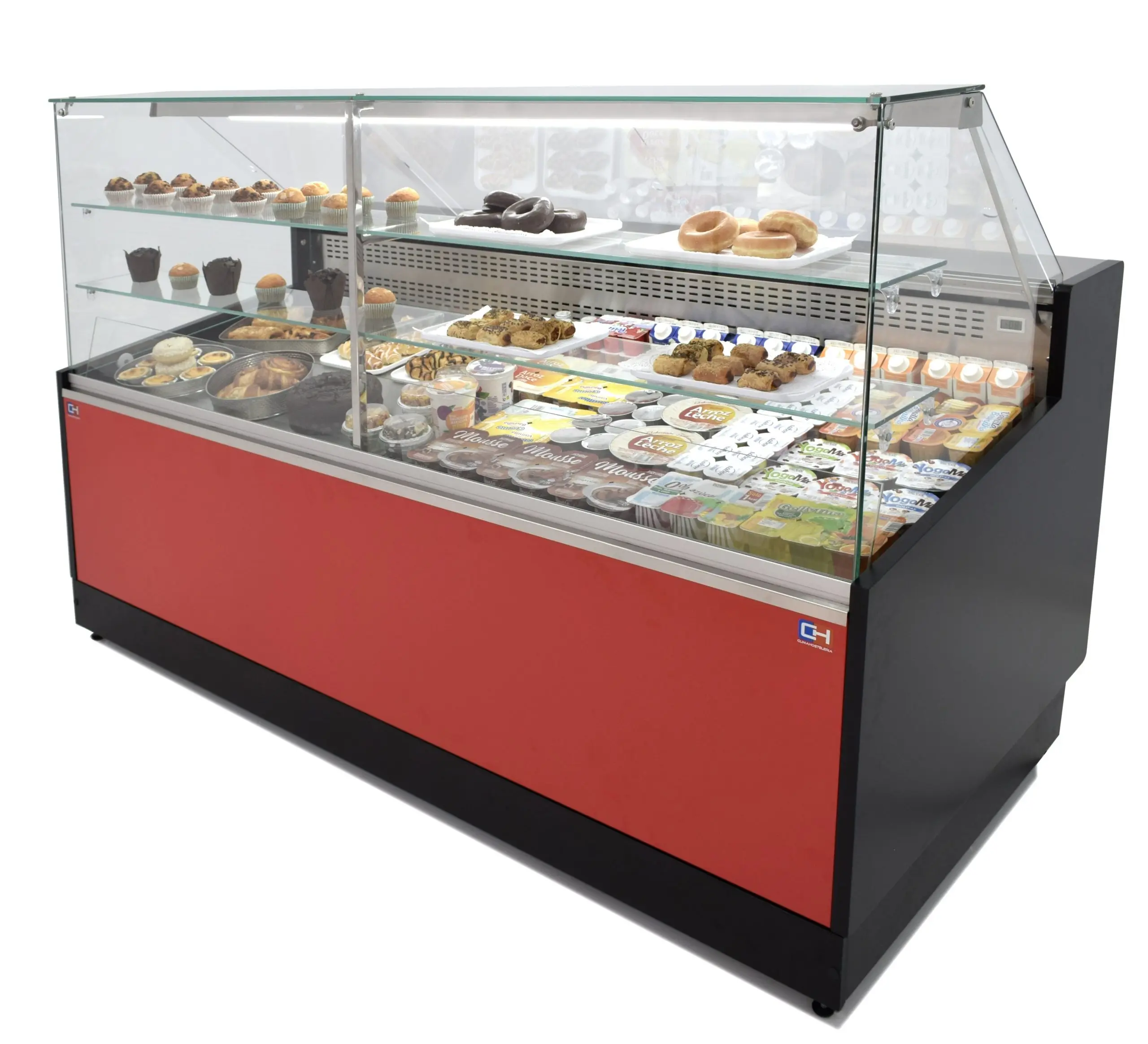Vitrina Refrigerada Pastelería de 2 metros Fondo 973 mm Frío Estático - Exposición Inox - 2 Estantes Línea CORDOBA VRE-200-P