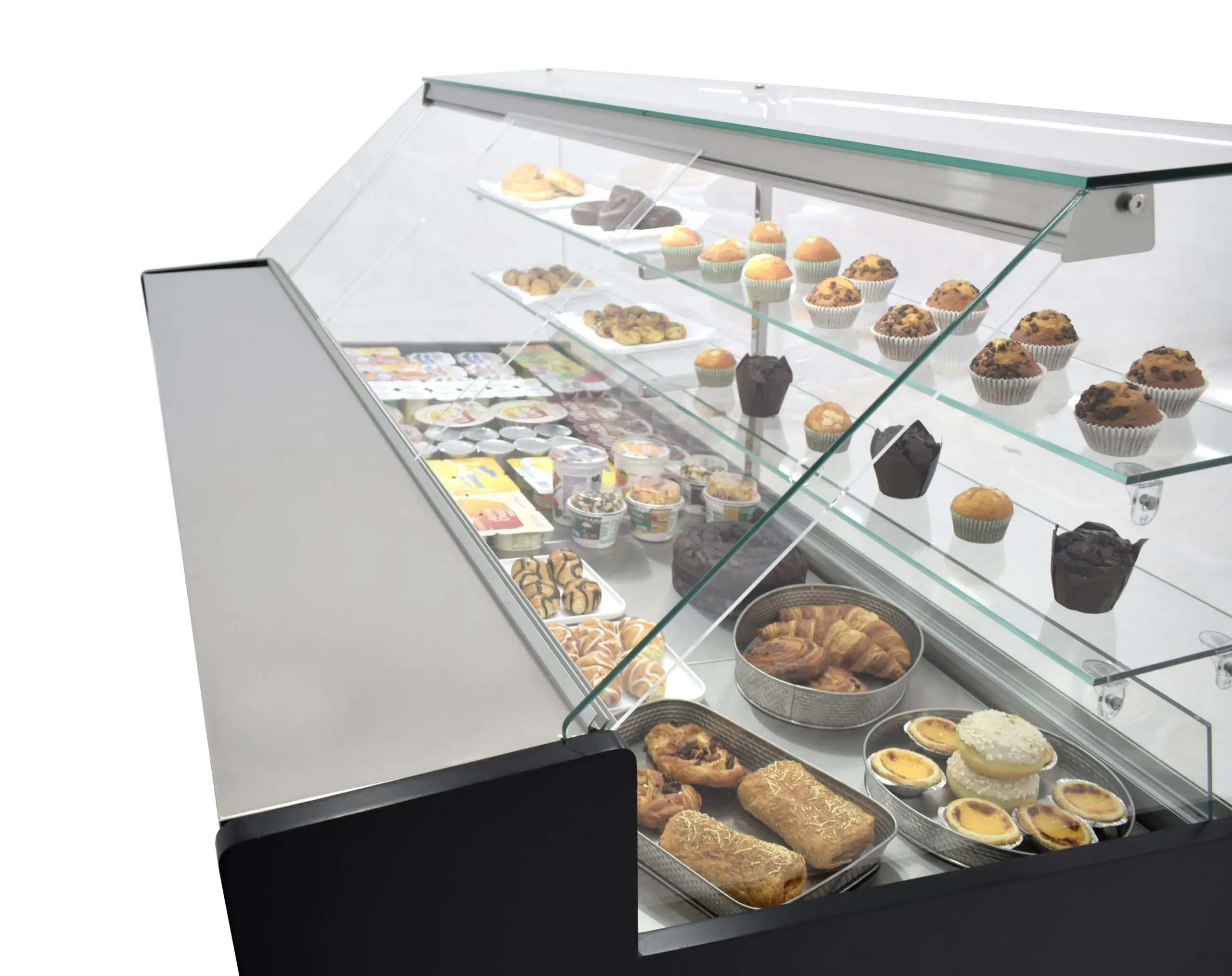 Vitrina Refrigerada Pastelería de 2 metros Fondo 973 mm Frío Estático - Exposición Inox - 2 Estantes Línea CORDOBA VRE-200-P