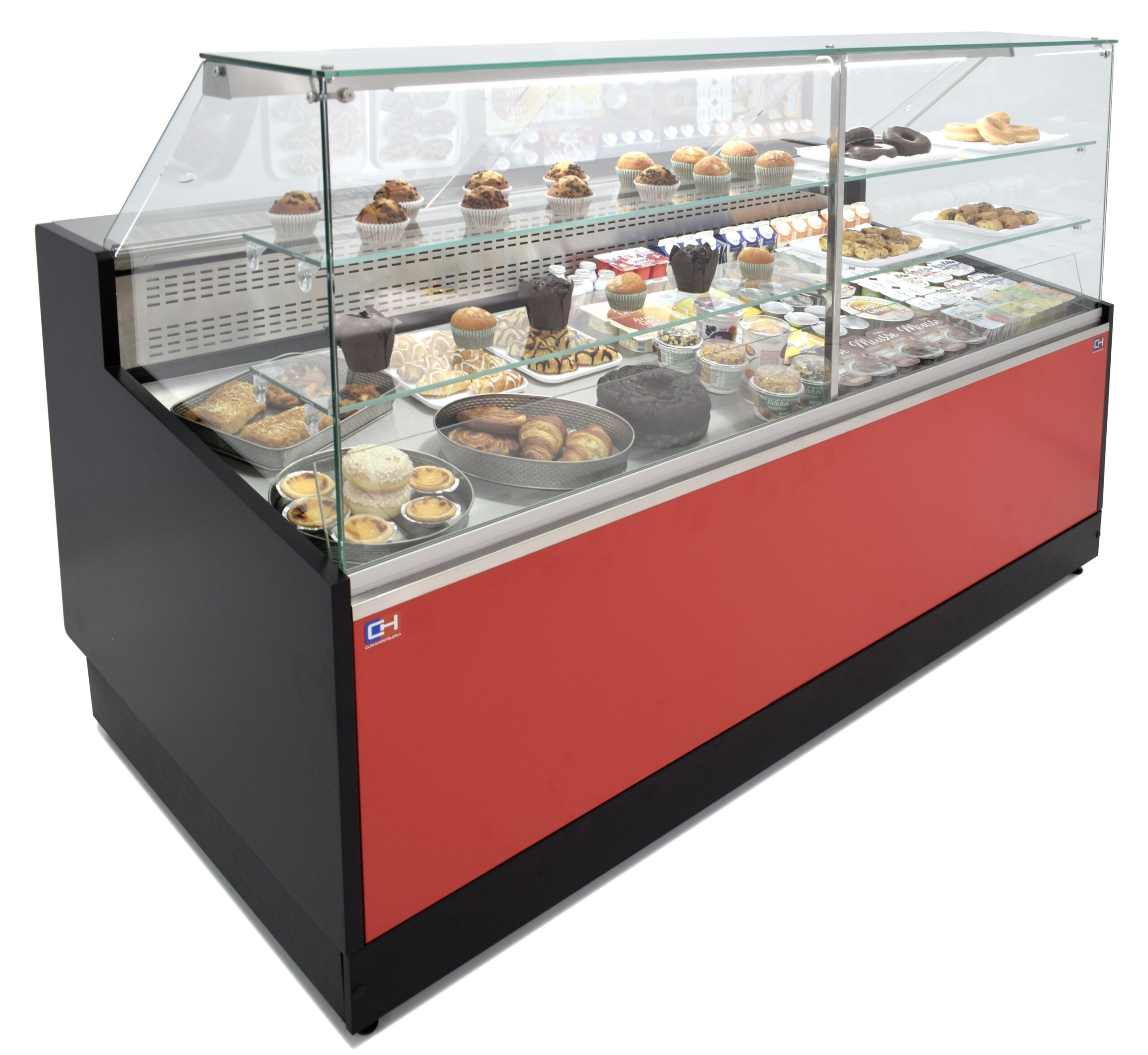 Vitrina Refrigerada Pastelería de 2 metros Fondo 973 mm Frío Estático - Exposición Inox - 2 Estantes Línea CORDOBA VRE-200-P