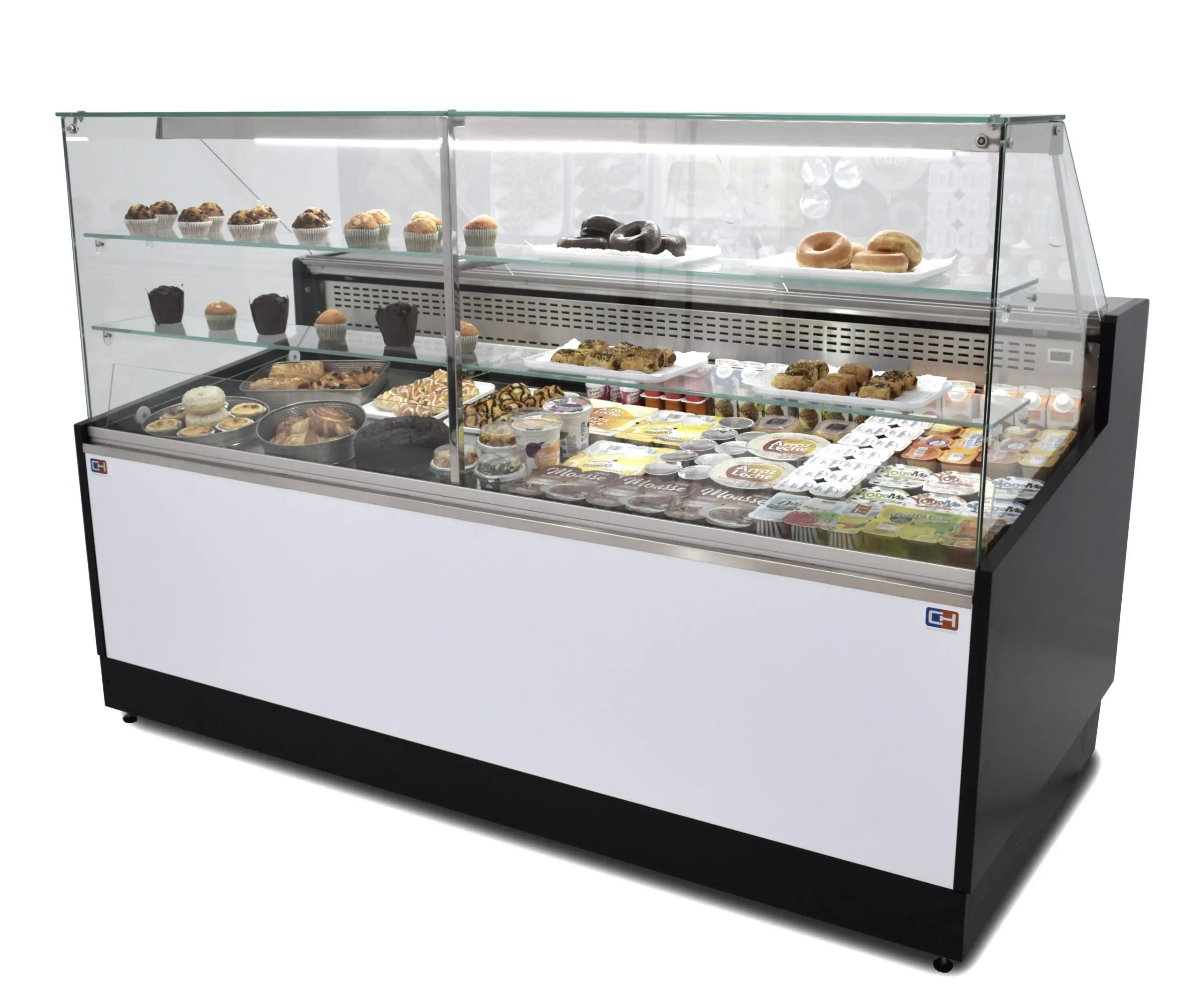 Vitrina Refrigerada Pastelería de 2 metros Fondo 973 mm Frío Estático - Exposición Inox - 2 Estantes Línea CORDOBA VRE-200-P
