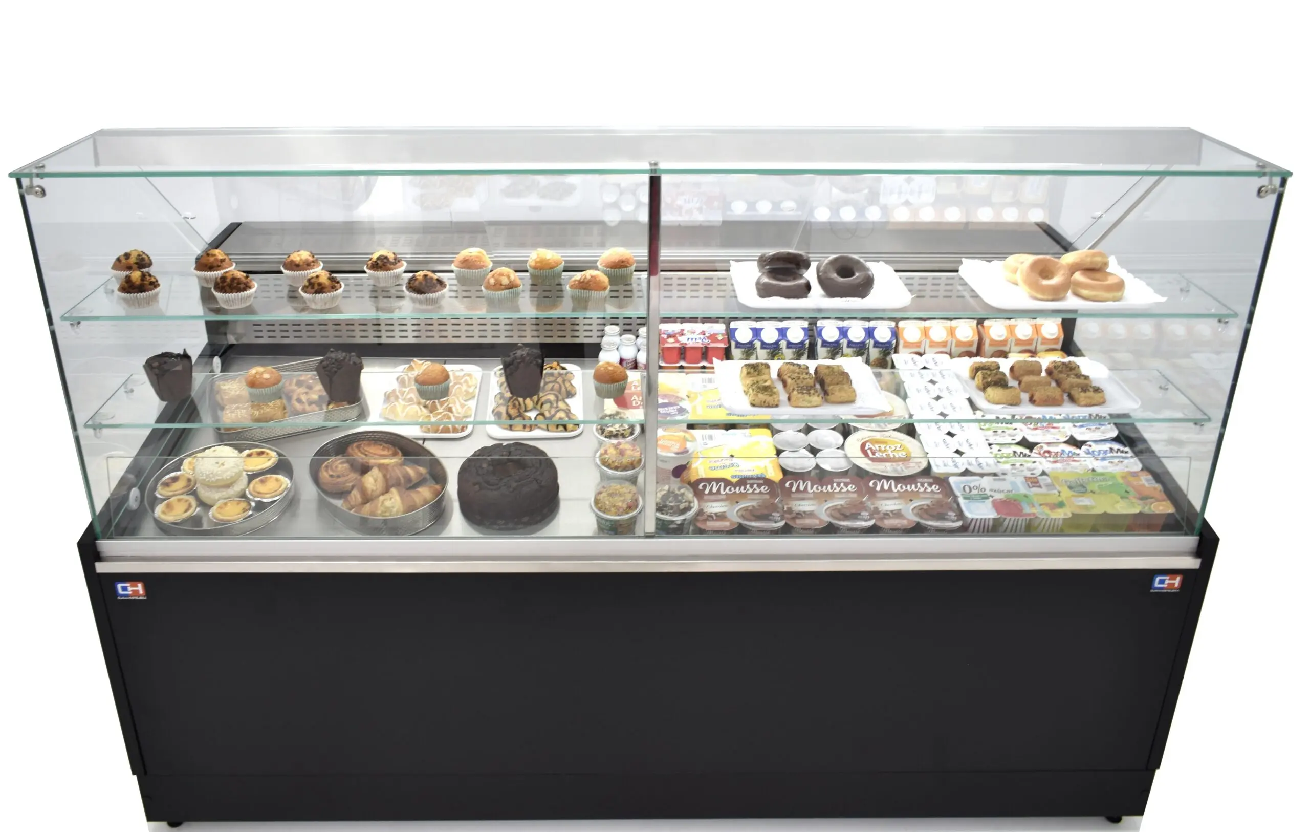 Vitrina Refrigerada Pastelería de 2 metros Fondo 973 mm Frío Estático - Exposición Inox - 2 Estantes Línea CORDOBA VRE-200-P