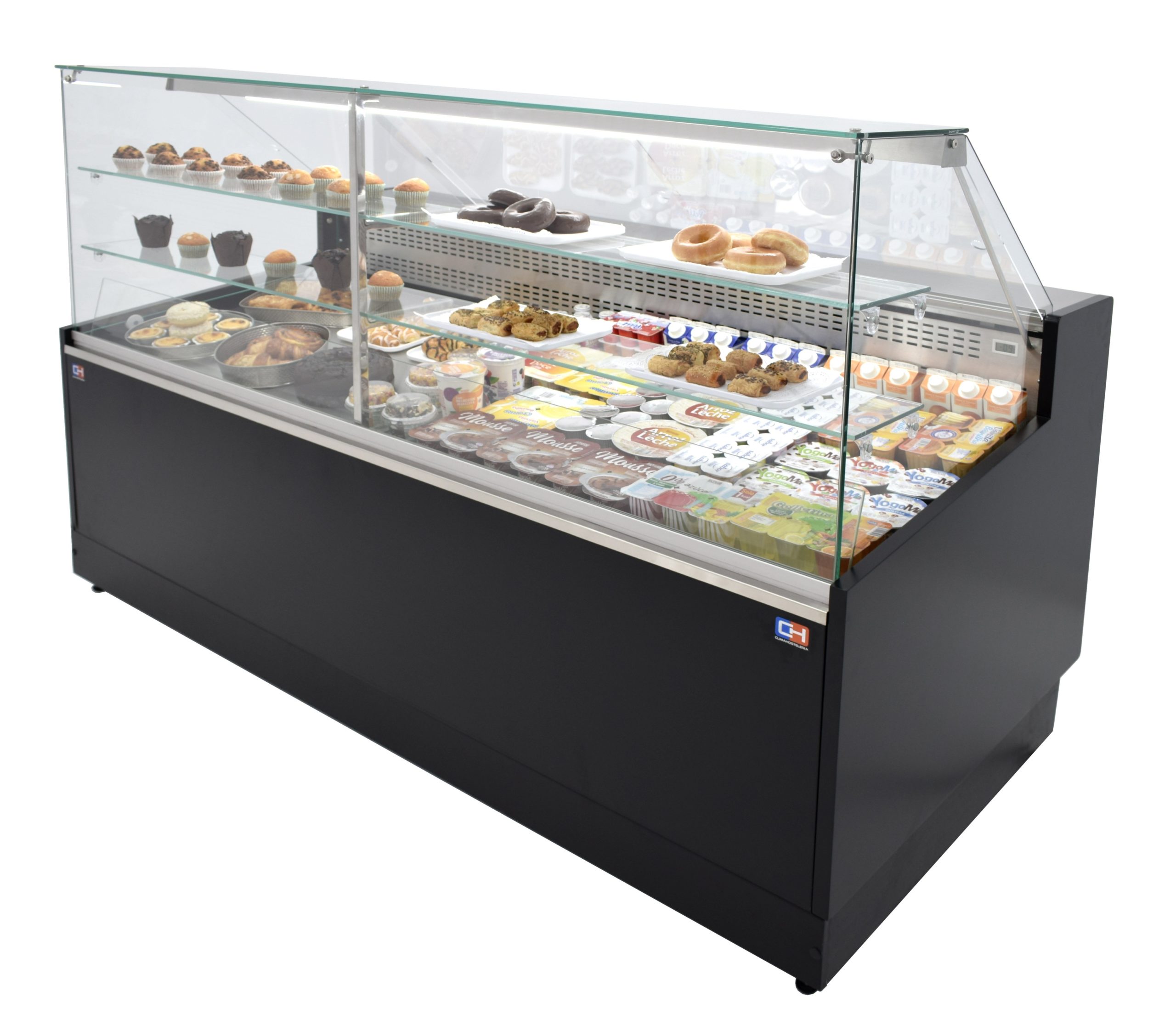 Vitrina Refrigerada Pastelería de 2 metros Fondo 973 mm Frío Estático - Exposición Inox - 2 Estantes Línea CORDOBA VRE-200-P