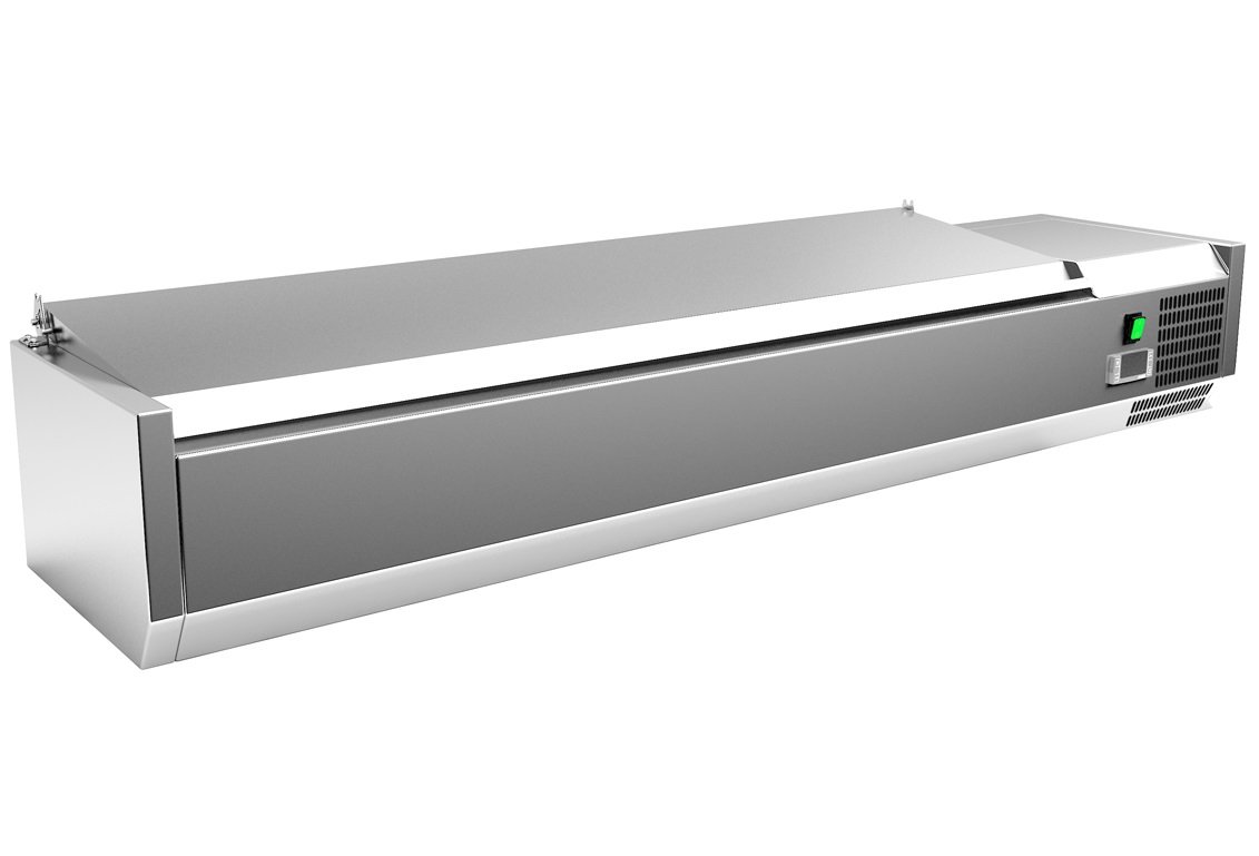 Vitrina 4 cubetas GN1/3 + 1 cubeta GN1/2 con TAPA de 1400x395x270h mm PEKIN VRX1400380SL