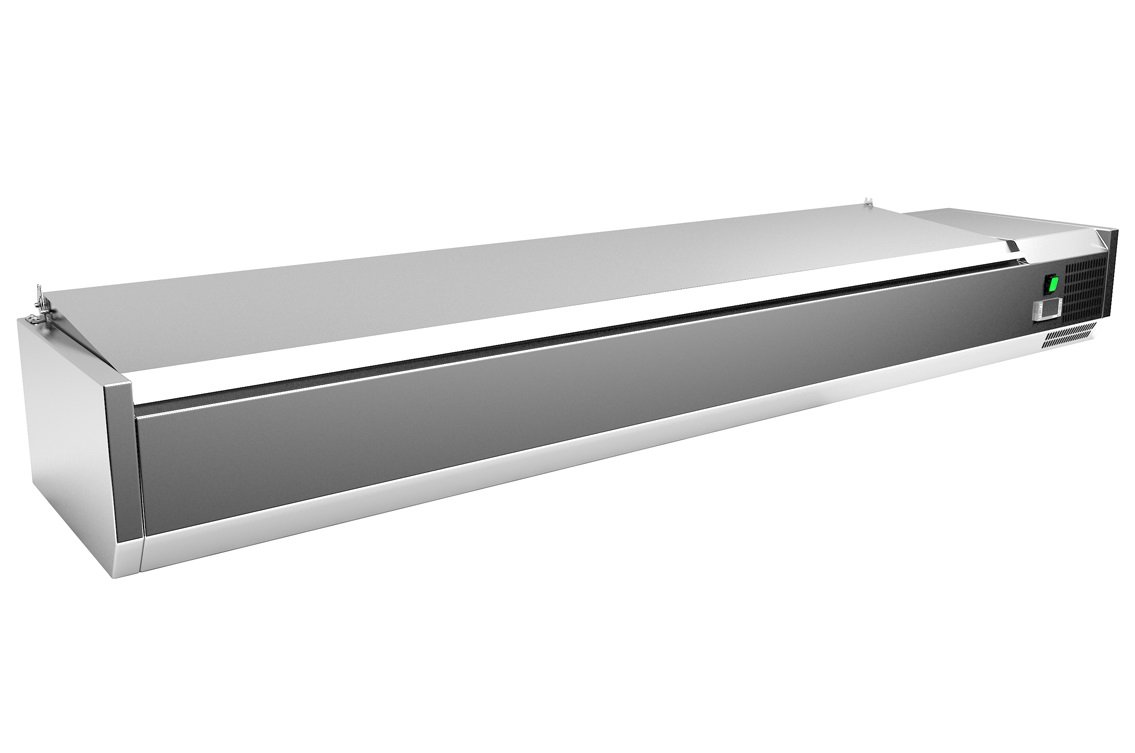 Vitrina 9 cubetas GN1/3 con TAPA de 2000x395x270h mm PEKIN VRX2000380SL