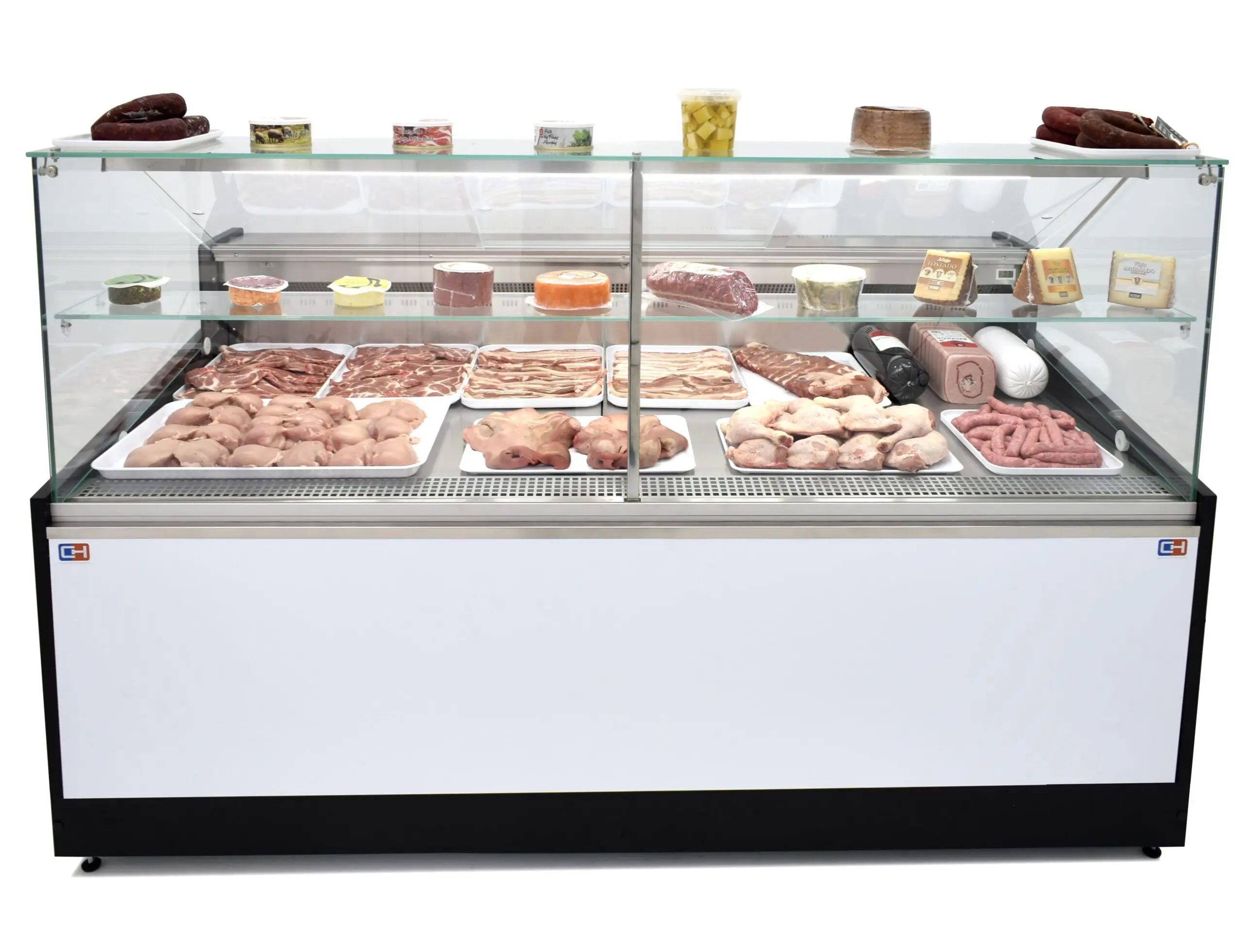 Vitrina Refrigerada Expositora de 2,5 metros Fondo 1100 Frío Ventilado - Exposición Inoxidable - Línea CORDOBA VRV-250-XL