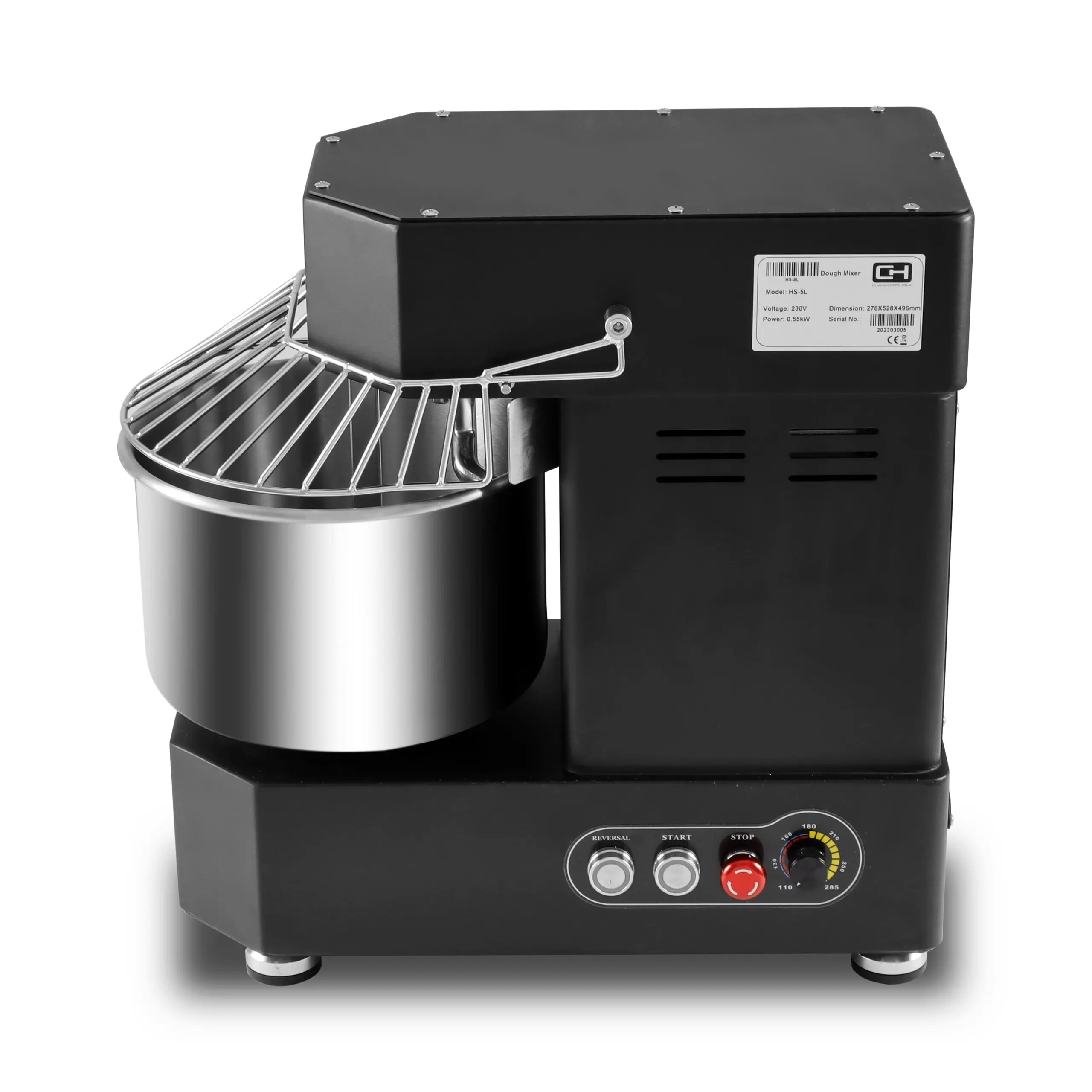 Amasadora de Gancho Espiral con Cuba y Cabezal Fijo con Variador de Velocidad HS-5L CLIMAHOSTELERIA