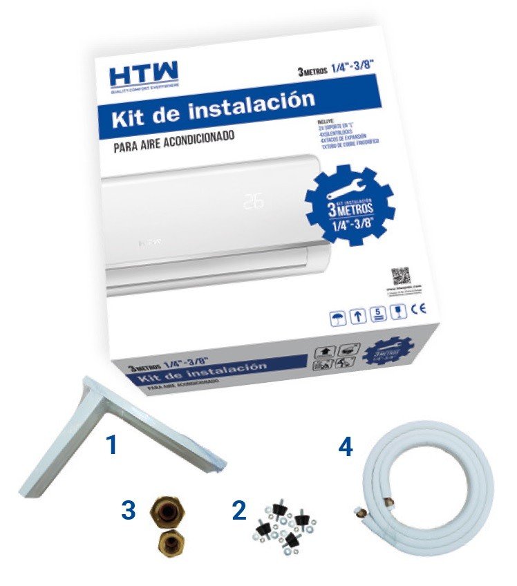 Kit Instalación Aire Acondicionado 3M 1/4-3/8 + ESCUADRA + SILENTBLOCK+TAC