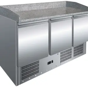 Mesa GN1/1 3 Puertas Preparación Pizzas con Encimera de Granito de 1365 x700 x1010h mm PEKIN S903PZ-OUT-T3 (OUTLET)