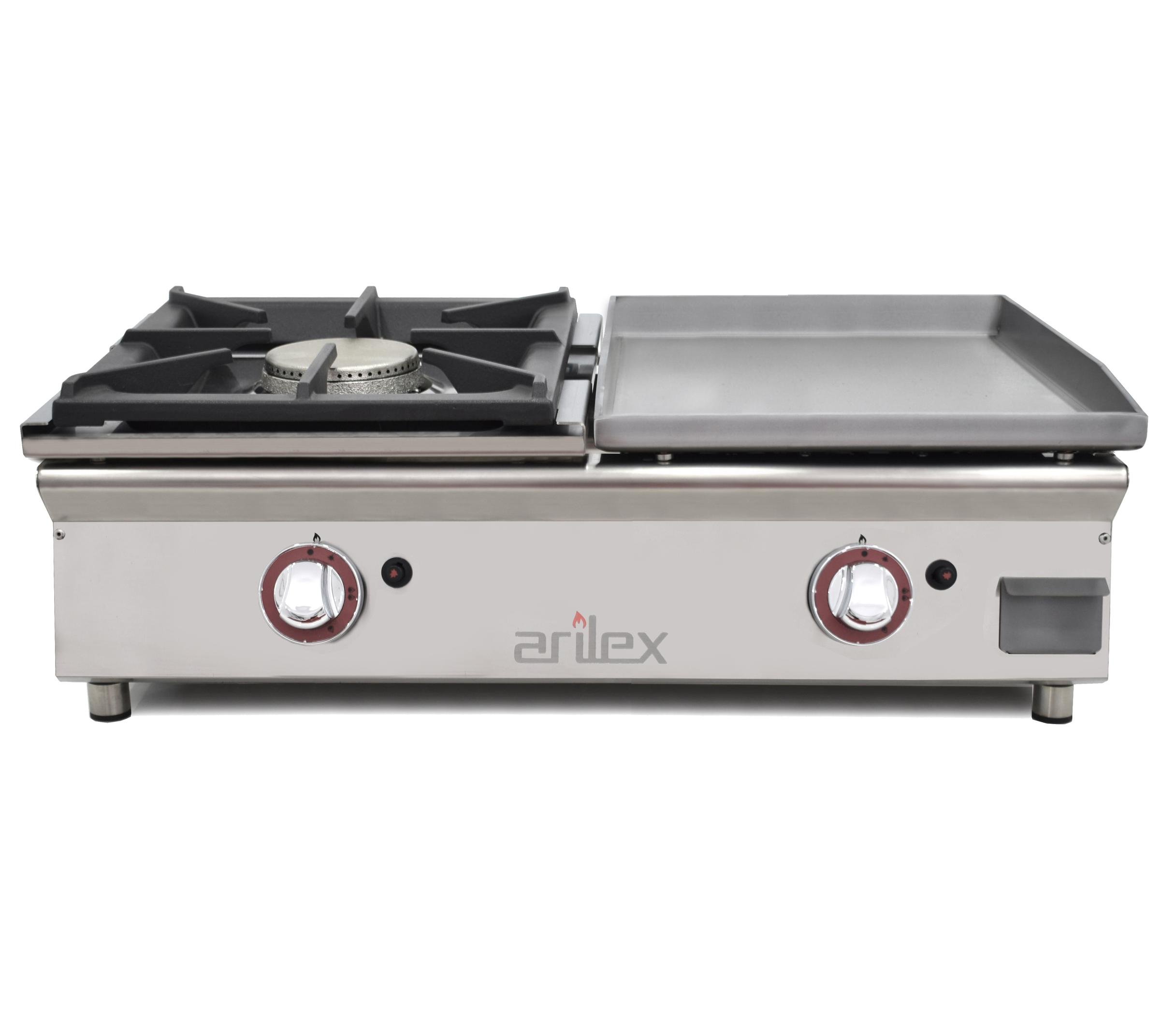 Plancha A Gas 40 Cm En Acero Laminado 6 Mm + Fogón 6 Kw ARILEX 80PGLFN