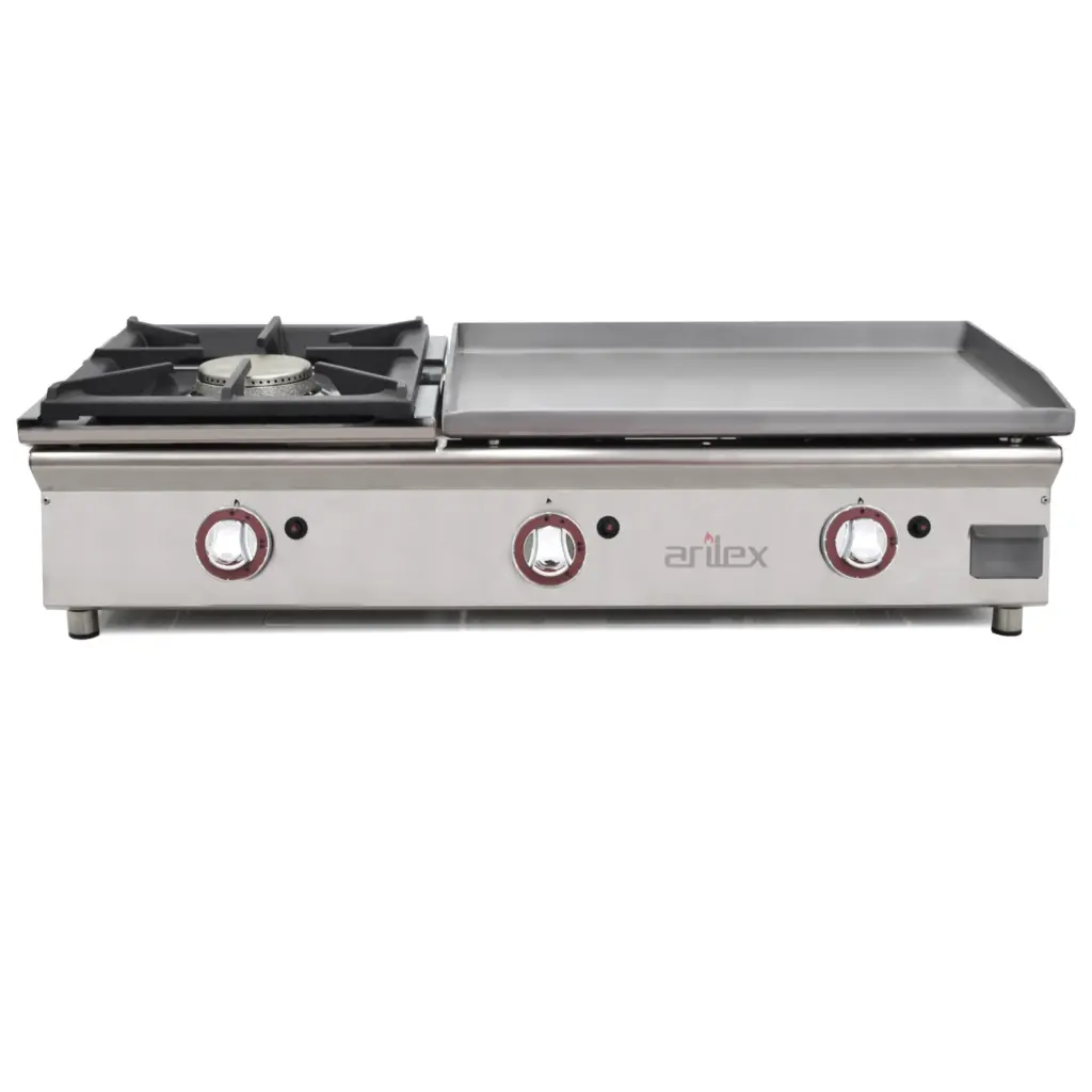 Plancha A Gas 60 Cm En Acero Laminado 6 Mm + Fogón 6 Kw ARILEX 100PGLFN