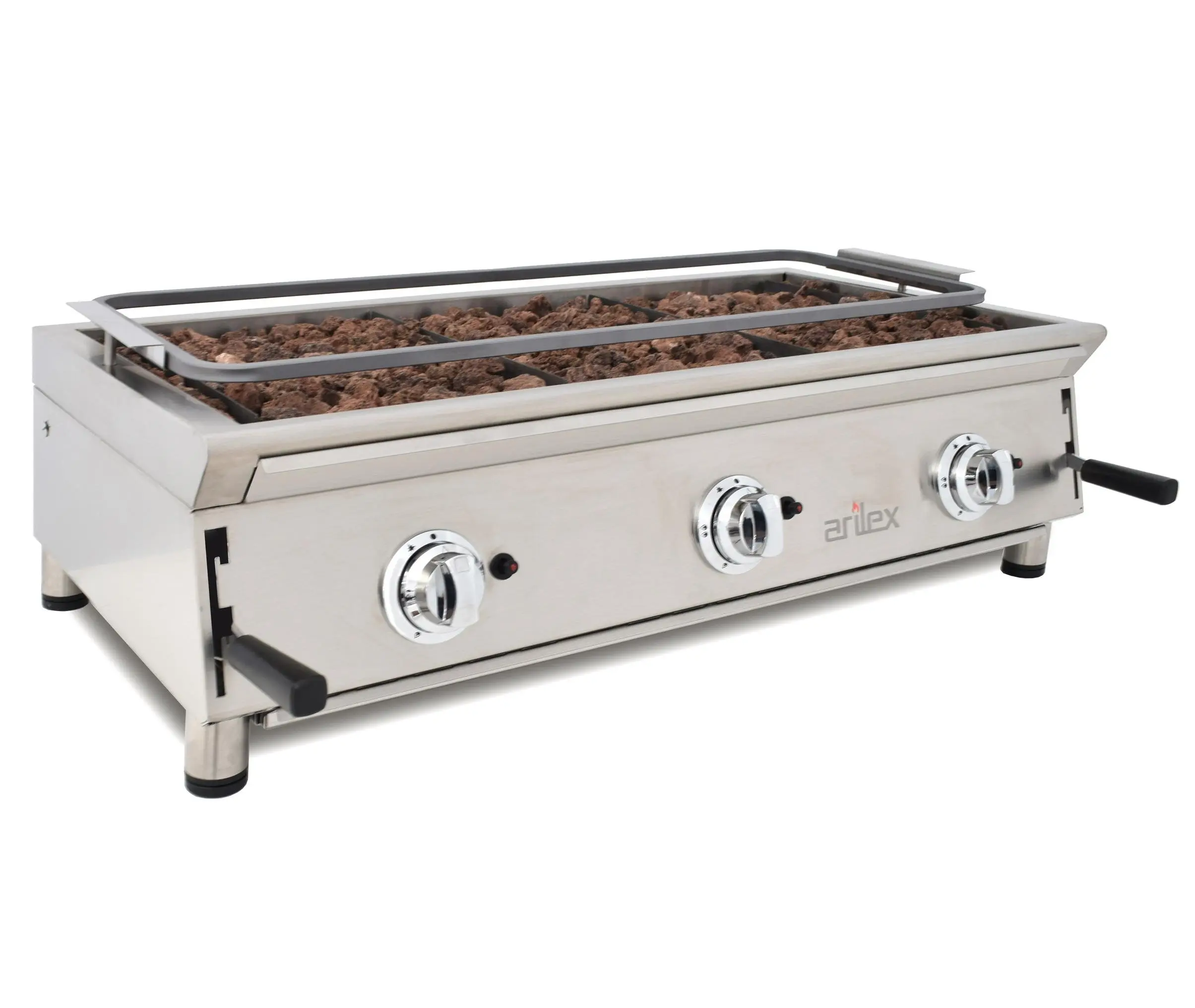 Barbacoa A Gas 100 Cm Piedra Volcánica ARILEX Con Parrilla Inoxidable Regulable En 3 Alturas 100BAR