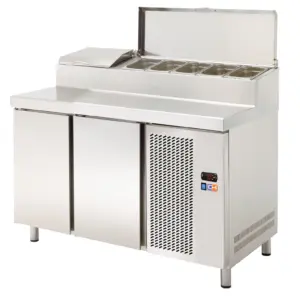 Mesa Refrigerada Compacta Preparación Encimera Granito y Expositor ingredientes GN1/6 910x700x895h mm Línea CORDOBA MRPGC-100E
