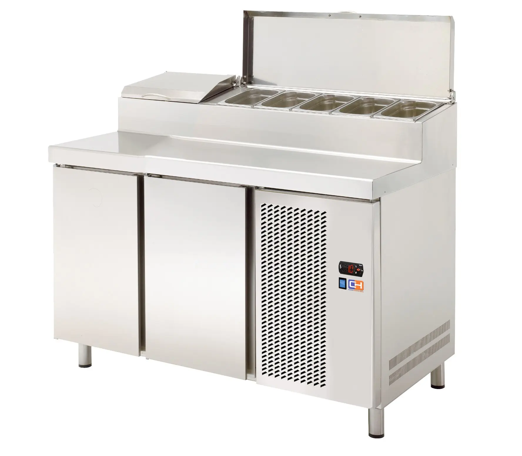 Mesa Refrigerada Compacta Preparación Encimera Granito y Expositor ingredientes GN1/6 910x700x895h mm Línea CORDOBA MRPGC-100E