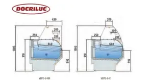 Vitrina Refrigerada Expositora Cristal Recto/Curvo Fondo 900 DOCRILUC  VEPD-9