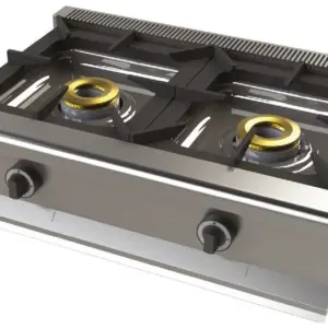 Cocina a gas sobremesa de 2 fuegos 8+8 Kw SerIe 550 JUNEX con medidas 800x550x240h mm 6200B/1