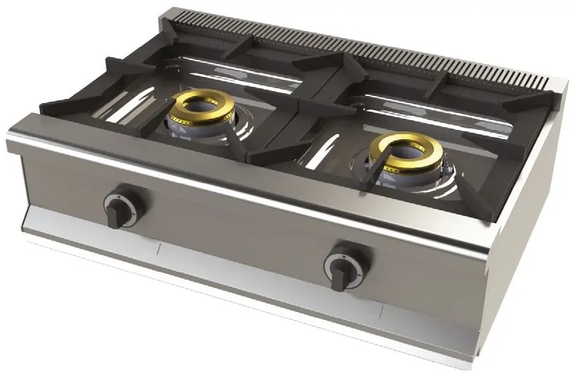 Cocina a gas sobremesa de 2 fuegos 8+8 Kw SerIe 550 JUNEX con medidas 800x550x240h mm 6200B/1
