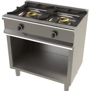 Cocina a gas con mueble de 2 fuegos 8+8 Kw SerIe 550 JUNEX con medidas 800x550x850h mm 6200/1