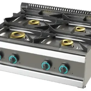 Cocina a gas sobremesa de 4 fuegos 8+4'5+6+6 Kw y llama piloto SerIe 700 JUNEX con medidas 800x730x240h mm FO7N400B