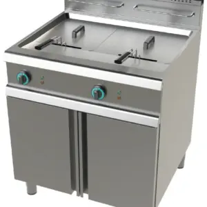 Freidora a gas 2 cuba limpia de 17+17 litros con 16+16Kw Serie 700 JUNEX con medidas 800x730x900h mm FG7N217