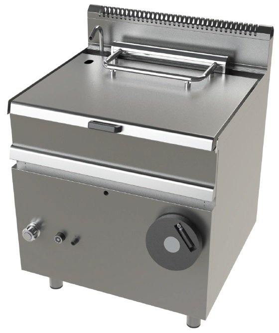 Sartén basculante a gas 12Kw fondo cuba en acero inoxidable AISI-304 Serie 700 JUNEX con medidas 800x730x900h mm FD7N050