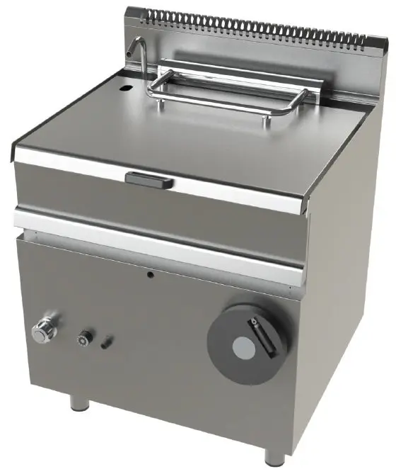 Sartén basculante a gas 12Kw fondo cuba en acero inoxidable AISI-304 Serie 700 JUNEX con medidas 800x730x900h mm FD7N050