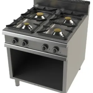 Cocina a gas con mueble de 4 fuegos 4,3+8,3+10+8,3 Kw Serie 900 JUNEX de 800x900x900h mm FO9C400