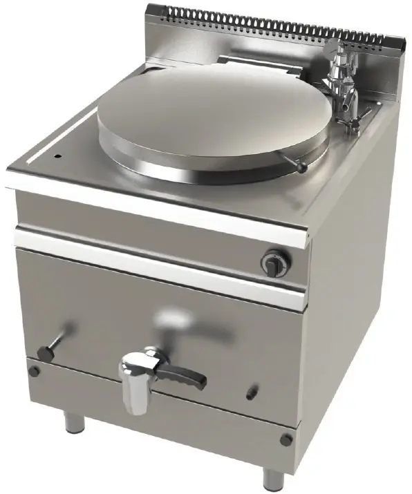 Marmita a gas de 135 litros calentamiento indirecto 21Kw Serie 900 JUNEX de 800x900x900h mm MG9C150