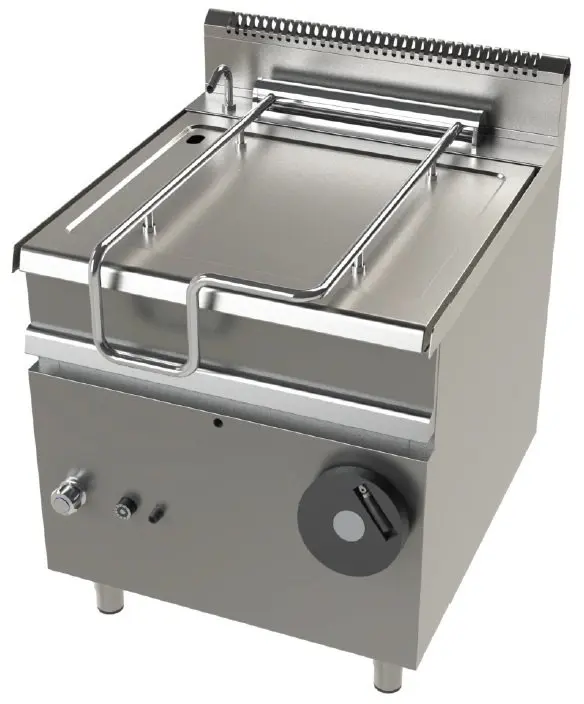 Sartén basculante a gas 80 litros 22Kw fondo cuba en acero suave Serie 900 JUNEX de 800x900x900h mm FD9C080F