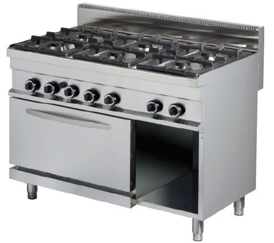 Cocina a gas 6 fuegos 6x6kw con horno de 6Kw1200x700x900h mm GR732 ARISCO (OUTLET)