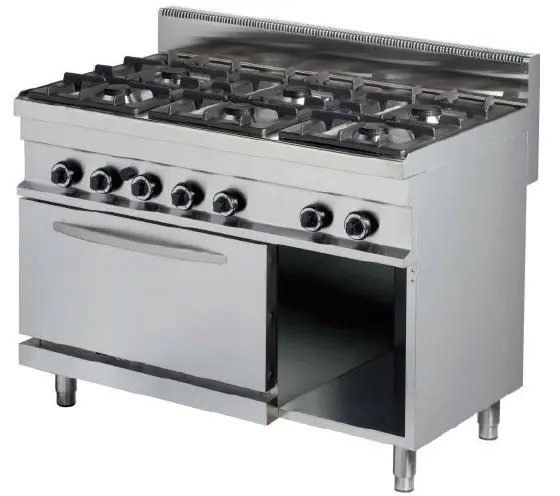 Cocina a gas 6 fuegos 6x6kw con horno de 6Kw1200x700x900h mm GR732 ARISCO (OUTLET)