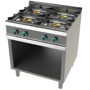 Cocina a gas con mueble de 4 fuegos 8+4,5+6+6 Kw y llama piloto SerIe 700 JUNEX con medidas 800x730x900h mm FO7N400