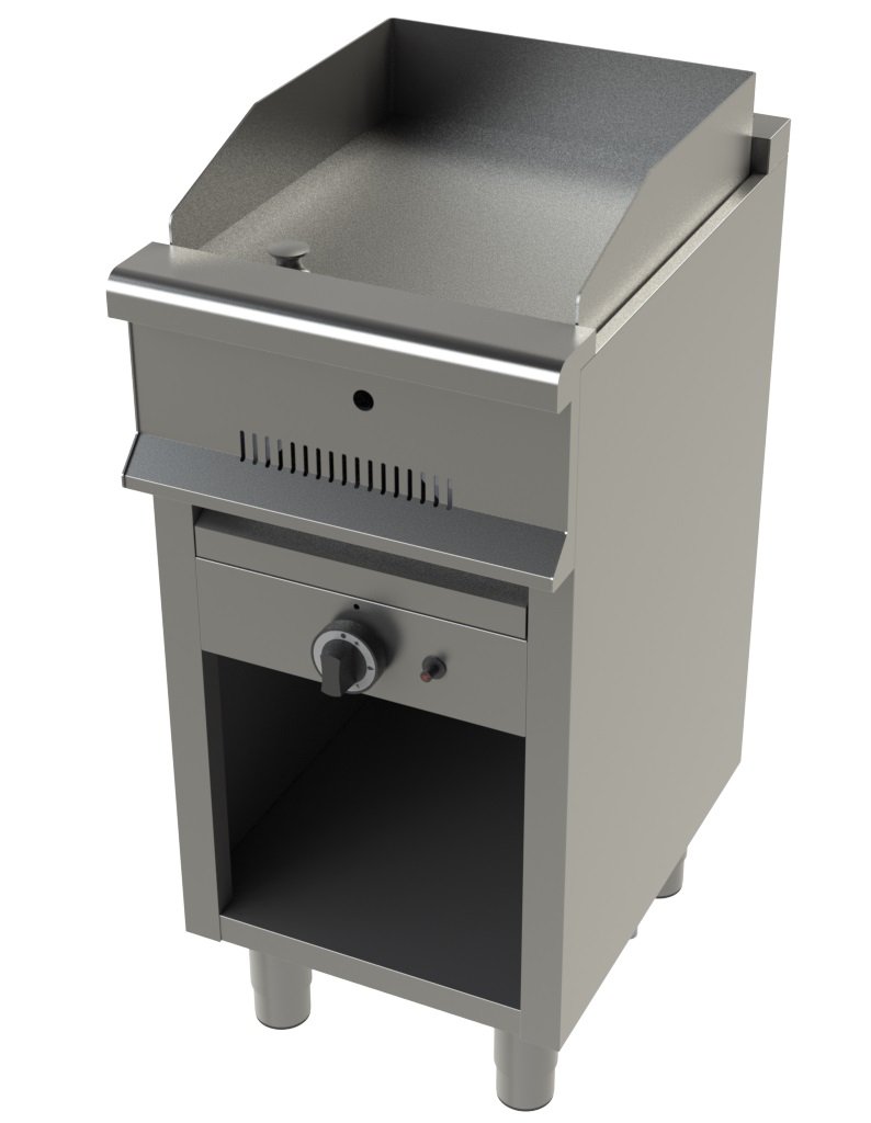 Fry tops a gas acero laminado con mueble Serie 550 JUNEX con medidas 400x550x850h mm FT6100-2