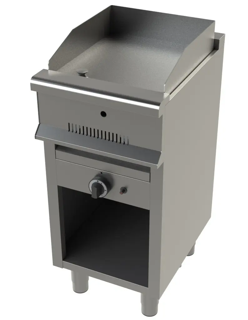 Fry tops a gas acero laminado con mueble Serie 550 JUNEX con medidas 400x550x850h mm FT6100-2