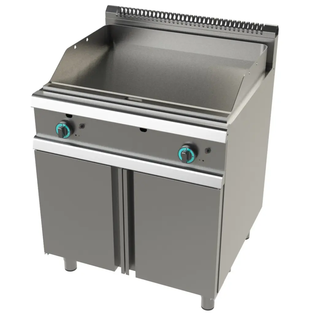 Fry tops a gas acero laminado placa lisa con mueble Serie 700 JUNEX con medidas 800x730x900h mm FT7N0LL