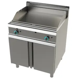 Fry tops a gas acero laminado placa lisa con mueble Serie 700 JUNEX con medidas 800x730x900h mm FT7N0LL