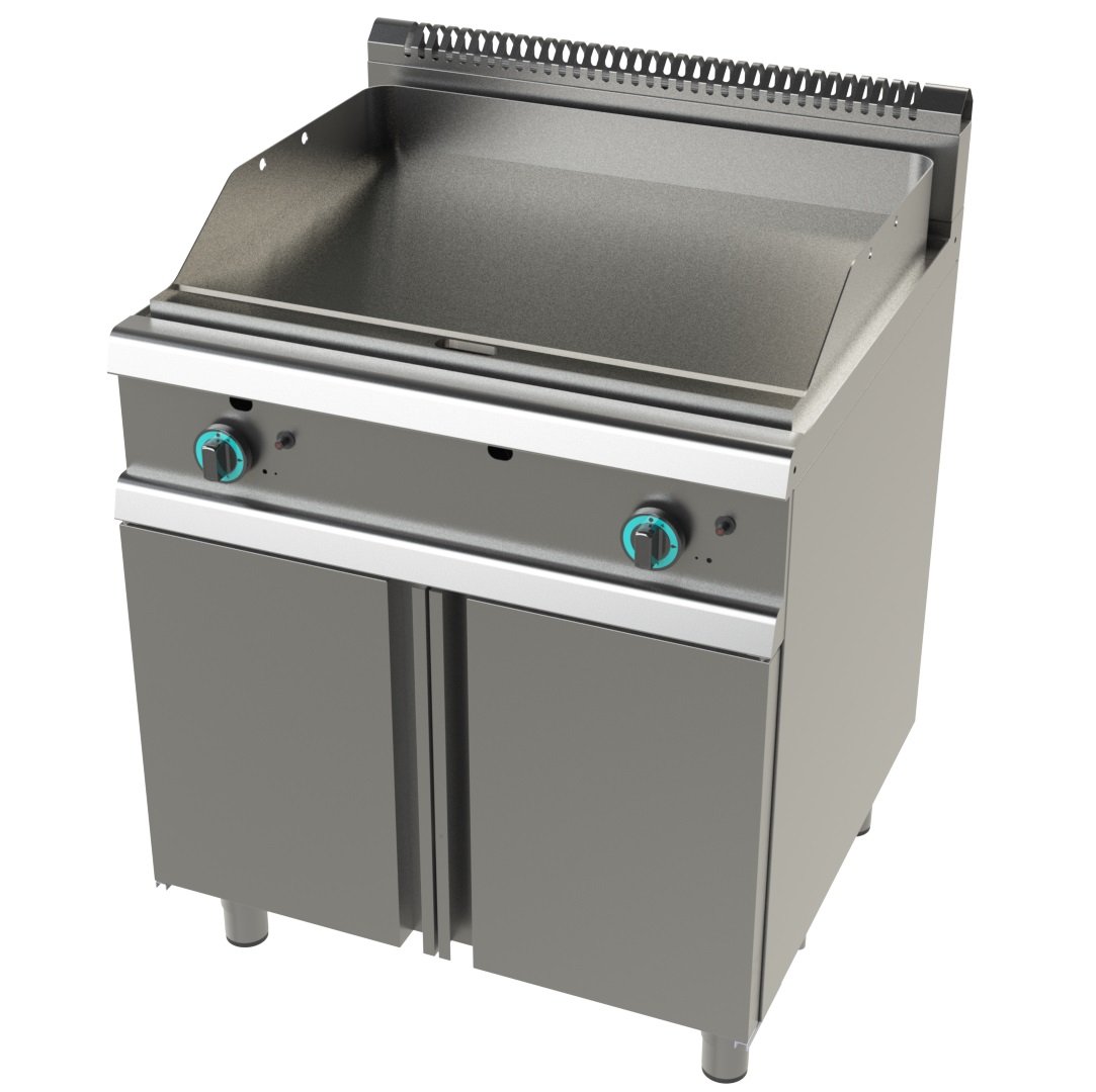 Fry tops a gas acero laminado placa lisa con mueble Serie 700 JUNEX con medidas 800x730x900h mm FT7N0LL