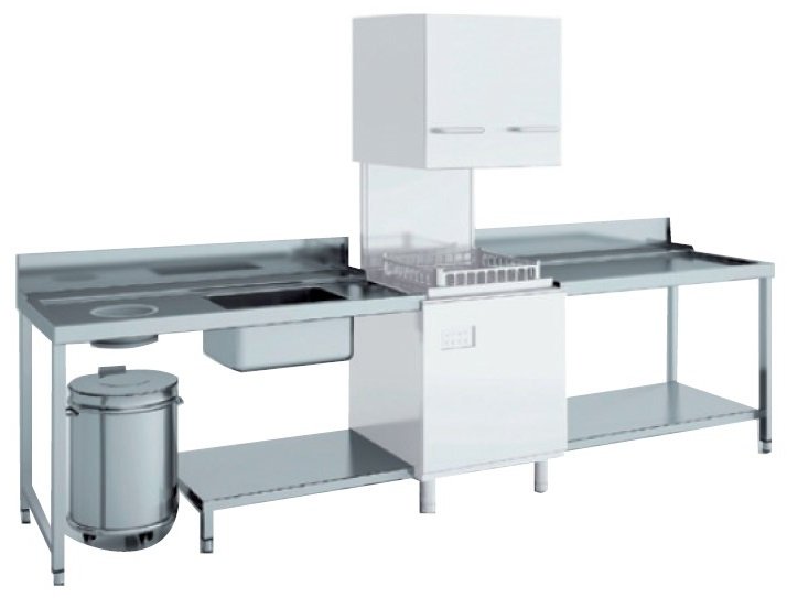 Mesa de Prelavado con Cuba de 500x400x250h mm de 800x750x850h mm Con/Sin Estante MP-80
