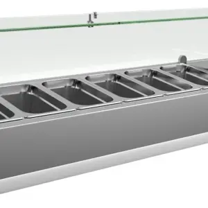 Vitrina 6 cubetas GN1/4 con Cúpula de Vídrio de 1400 x335 x440h mm VRX1400330FG