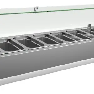 Vitrina 7 cubetas GN1/4 con Cúpula de Vídrio de 1500x335x440h mm VRX1500330FG
