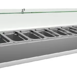 Vitrina 9 cubetas GN1/4 con Cúpula de Vídrio de 1800 x335 x440h mm VRX1800330FG