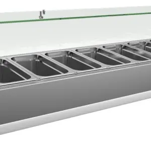 Vitrina 9 cubetas GN1/3 con Cúpula de Vídrio de 2000 x380 x440h mm VRX2000380FG